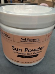 Sol Sciences Sun Powder Drinkable Skin Defense Mocha Flavor Dietary Supplement