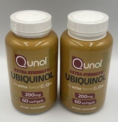 2 pack Qunol Ubiquinol CoQ10 (Gold Label) 200mg 60 softgels *SEALED* Exp 8/2026