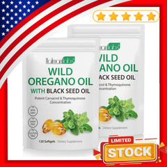 2 in 1 Oil of Oregano & Black Seed Softgels with Carvacrol , Immune Support