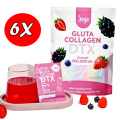 6X JOJI Gluta Collagen DTX Fiber Mixed Berry 200000 mg Brightening 60 Sachets