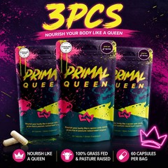 3PCS Primal Queen Grass Fed OrganSupplement Hormone Support Capsules60Count