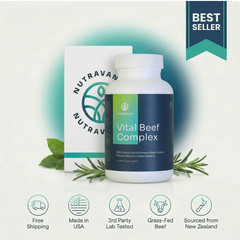 Beef Organ Supplement Nutravantix Vital Beef Complex 180 Capsules Grass Fed