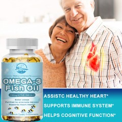 3x Strength EPA & DHA Omega 3 Fish Oil 3600mg, Highest Potency, 120 Softgels