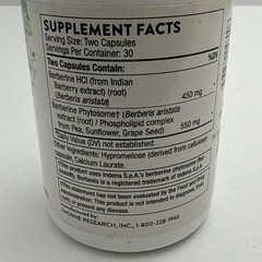 Thorne, Berberine, Dual Action Formula, 1,000 mg per serving, 60 Caps Exp 07/28