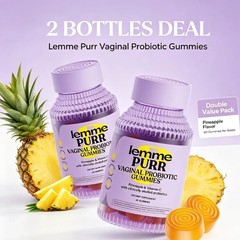 Lemme Purr Probiotic Gummies 60ct – 2‑Pack (Pineapple, Vaginal Health)