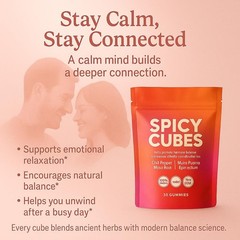 Hot Peach Cubes, Gummies features Maca Root, Vegan Candy Chili 30 Count