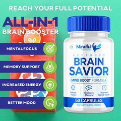 Mindful Wellnes Brain Savior Nootropic, Brain Booster for Memory & Focus 1 Pack