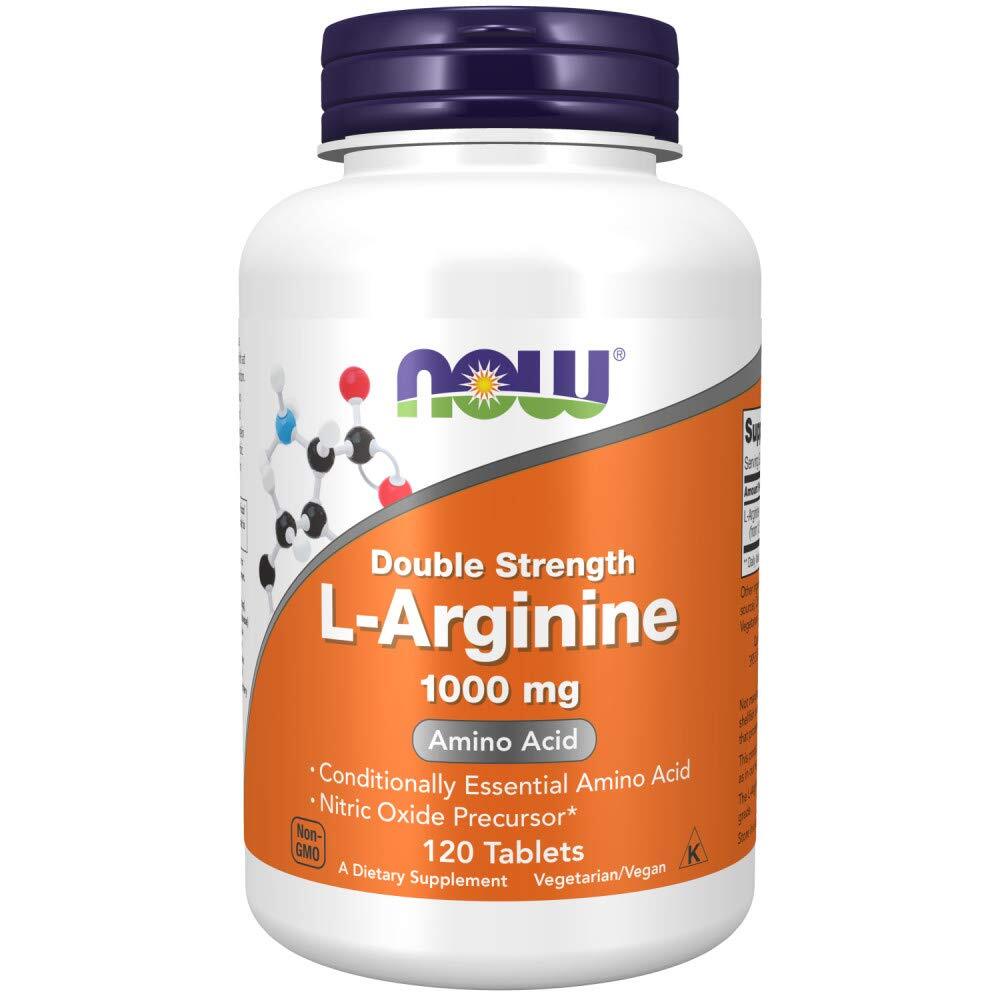 Now Double Strength L Arginine 1000 mg Nutritional Supplement 120 Count Non GMO