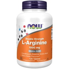 Now Double Strength L Arginine 1000 mg Nutritional Supplement 120 Count Non GMO