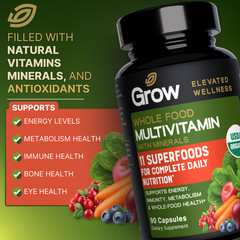 Whole Food Multivitamin for Men & Women with Minerals – 90 Vegetarian Capsules