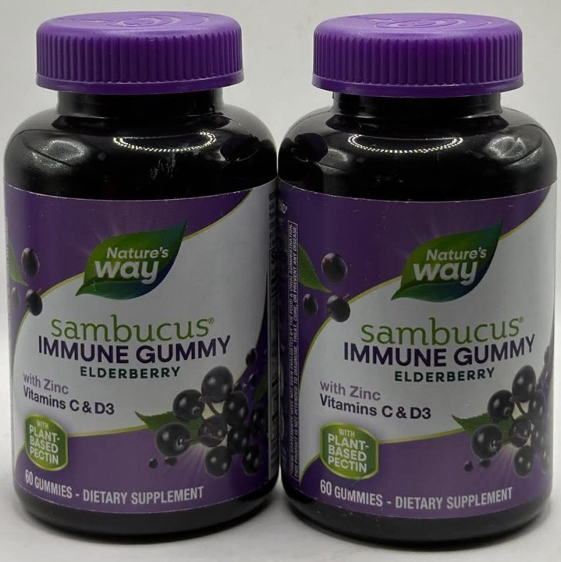 2PK Nature Way Sambucus Immune Gummy ~ ELDERBERRY ~ 60 EACH ~ EXP 1/27 ~ SEALED