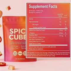 Peach Gummies Spicy Cubes 30 Gummies 2 Bag Support for Calm and Relaxation Hot