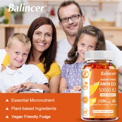 Vitamin D3 50000 Iu 30-60 Gummies Promotes Healthy Teeth Bone Muscle Function