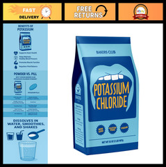 Potassium Chloride Powder 2 lb – Sodium-Free Salt Substitute, Filler-Free, Elect