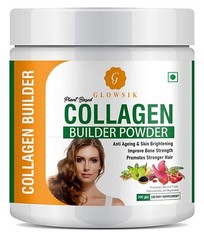Glowsik Plant Based Collagen Builder Powder with Vitamin C for Anti-Ageing 300gm