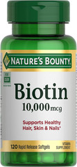 Biotin Supports Healthy Hair Skin and Nails 10,000 Mcg 120 Softgels (Pack of 1)