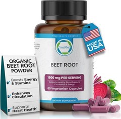 TrueMed Organic Beetroot Capsules – 1500mg Beet Root Supplements for Blood Press