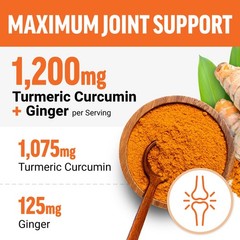FORCE FACTOR Better Turmeric Maximum Joint Support, 1075mg Curcumin with Gin…