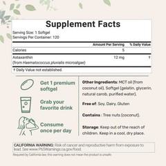 1Pack Micro Ingredients Astaxanthin 12mg with MCT Oil, 120 Softgels Supplement