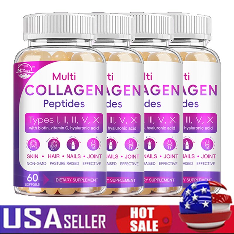Collagen Peptides Capsules for Women Collagen Protein Type I, II, III, V, X