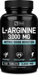 L-Arginine 3000mg Supplement – Nitric Oxide Booster, Energy & Muscle Support, 15