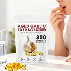 Odorless Garlic 7500mg Per Servings, 300 Softgels 2 Years Aged Garlic