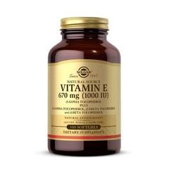 Solgar Vitamin E 670 mg 1000 IU, 100 Mixed Soft Gels Non GMO