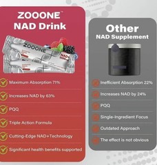 ZOOONE NAD+ 1000mg Berry Drink Mix | Anti-Aging, Energy & Focus, 30 Packs