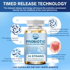 Probiotics 100 Billion CFU High Potency Digestive Immune Health Support 120 Caps