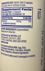 Natrol Magnesium Glycinate 240 mg High Absorption 120 CAPSULES / 2 month Supply