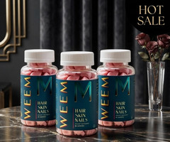 WEEM Hair Skin & Nails Gummies Vegan Biotin Vitamins Healthy Hair 3 Pack New