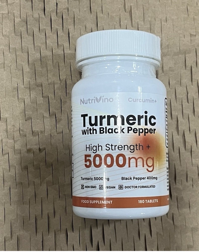 Turmeric W/ Black Pepper High Strength 5000 Mg 180 Tablets , Sealed/no Box 12/27