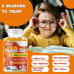 Kids Brain Focus Support ,Attention, Focus Brain Health Omega 3 Fish Oil Memmory
