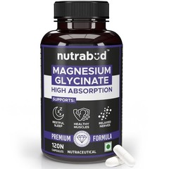 Nutrabud Magnesium Glycinate – 120 Vegetable Capsules – 550mg for Men, Women
