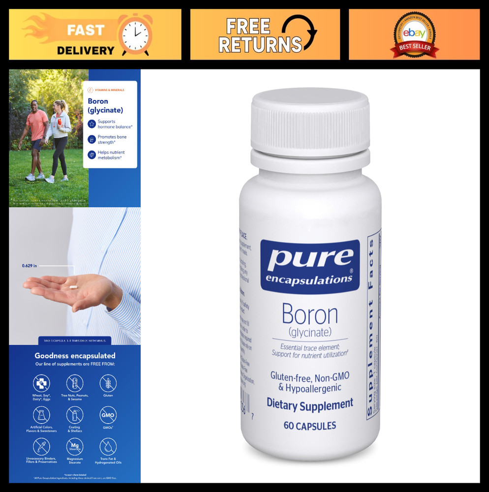 Boron Glycinate Supplement – 60 Capsules for Bone Health & Hormonal Support
