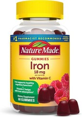 Nature Made Iron with Vitamin C Gummies – Raspberry 18 mg 60 Gummies