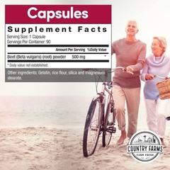 Country Farms Bountiful Beets Root Capsules, Wholefood Beet Extract Superfood, N