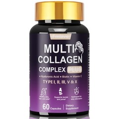 Multi Collagen 1000mg (Type I, II, III, V, X) Hyaluronic Acid + Vit C Anti-Aging