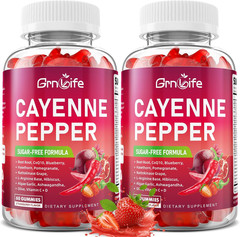 2 Pack Cayenne Pepper Beet Root Gummies, with Beetroot Garlic CoQ10 Hawthorn Ber
