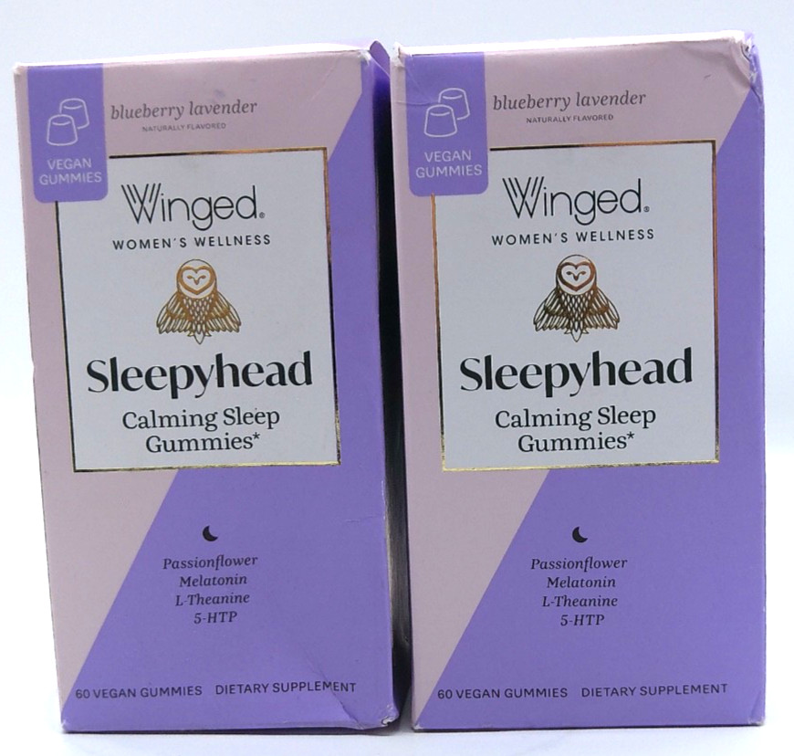 2 Winged Womens Wellness Sleepyhead, Blueberry Lavender, 120 Total Gummies, 8/27