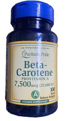 Puritan’s Pride Beta Carotene Provitamin A 7,500mcg 25,000 IU 100 Rapid Release