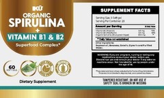 IKU®-Organic Spirulina with Vitamin B1 & B2- 120 Soft gels- Super Food Complex