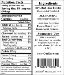 Argentine Grass-Fed Beef Liver Powder – Undefatted Superfood (4.2 oz, 240 Ser…