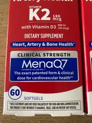 Walgreens Artery Health Vitamin K2 180mcg Vitamin D3 800 IU MenaQ7 120 Total