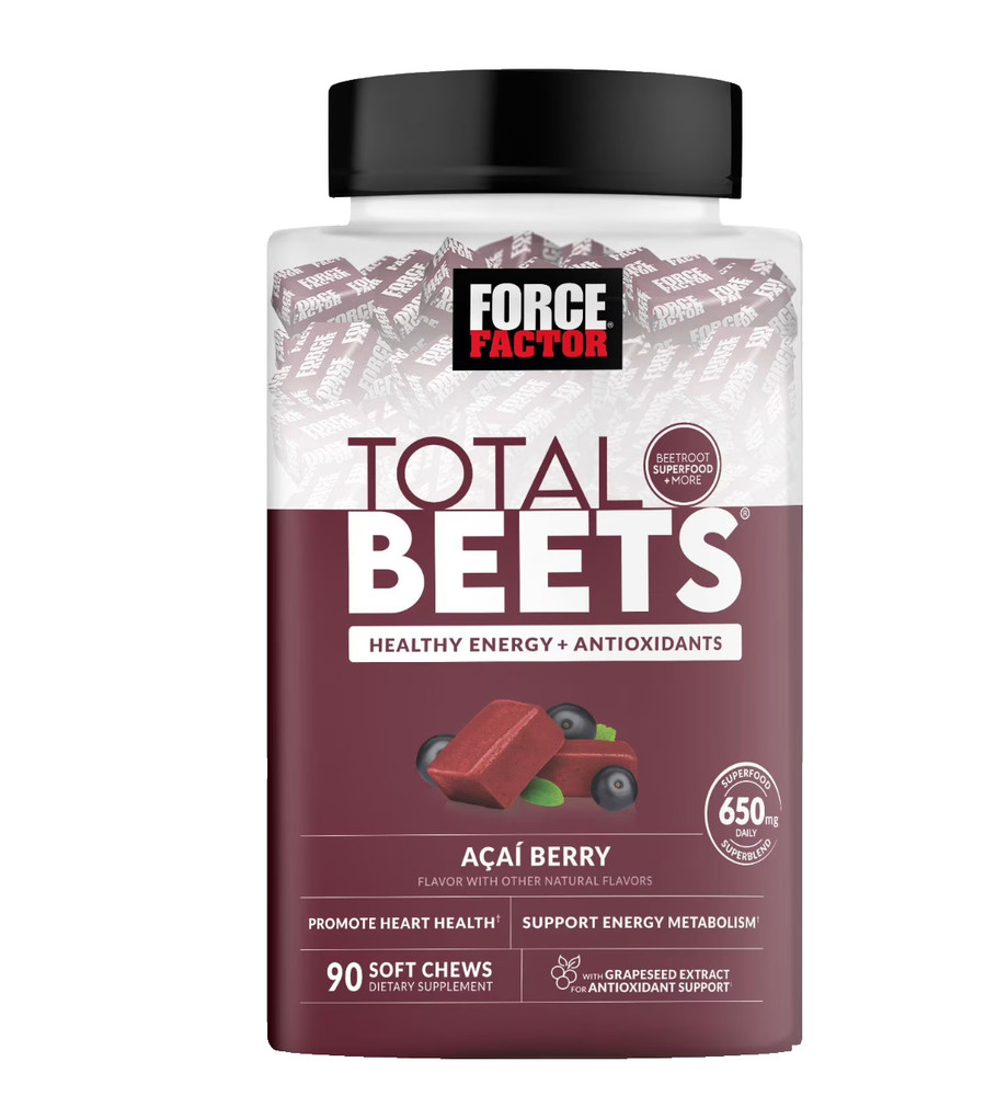 Force Factor Total Beets 90 Chews Acai Berry Antioxidant Energy Supplement