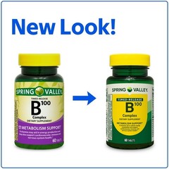 Spring Valley B-100 Complex Timed-Release Tablets, Metabolism Support, 60 Ct