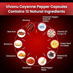VIVONU Cayenne Pepper 240 Softgels / Cardiovascular Support Supplement for Heart