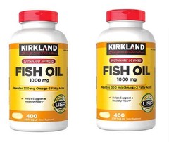 2 PACK Kirkland signature Fish Oil 1000 mg 400 Softgels x 2 = 800Ct EXP 07/2028