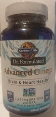 Garden of Life Dr. Formulated Advanced Omega Citrus Flavor 60 Softgels EXP 2/28