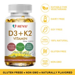 Vitamin D3 K2 Softgels Capsules – Extra Strength D3 K2 Supplements with 10000 IU